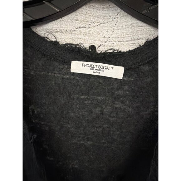 Project Social T Distressed Black Sleeveless Tank Top Size M - Picture 2 of 5